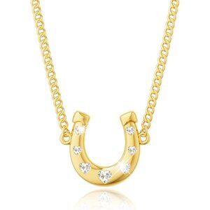 Adjustable Dainty Horseshoe Necklace with Heart CZ - Love & Protection Charm